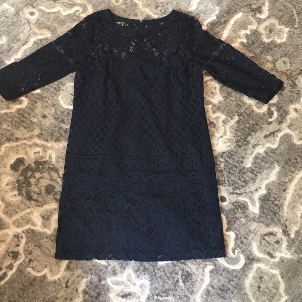 Crocheted navy dress